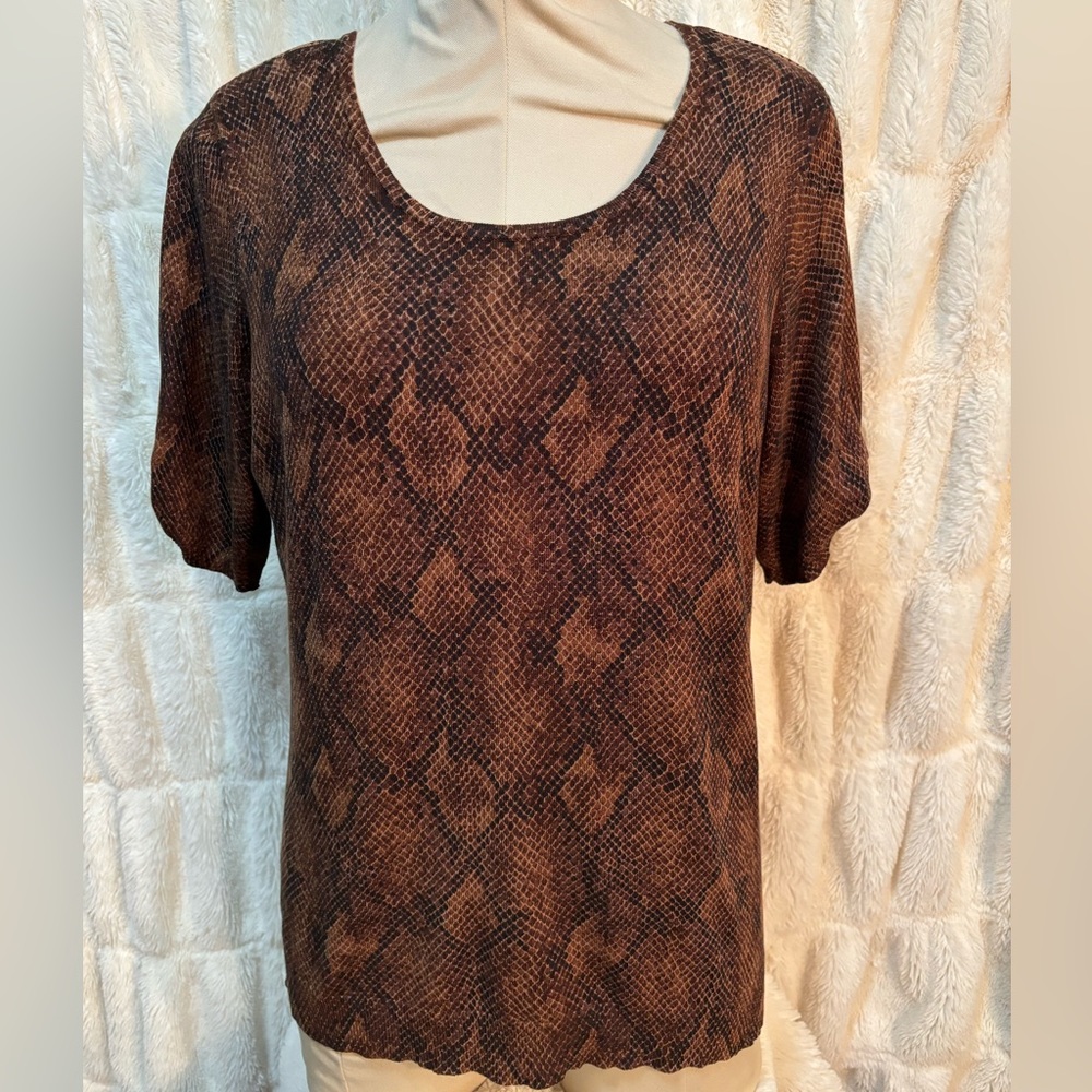 Whbm Brown Python Print Top Size Large - image 1